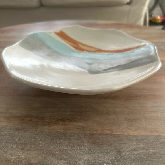 Vintage Art Pottery Abstract Ceramic Plate Dish with Earthy Tones - Picture 2 of 5